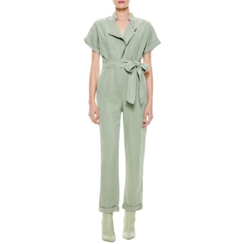 Alice + Olivia Leonarda Asymmetrical Jumpsuit (Sage, 0)